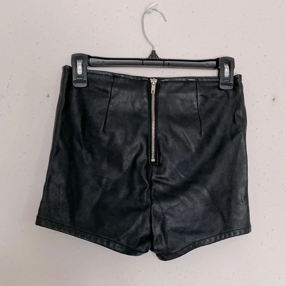 Faux Leather High Waisted Shorts - Picture 2 of 4